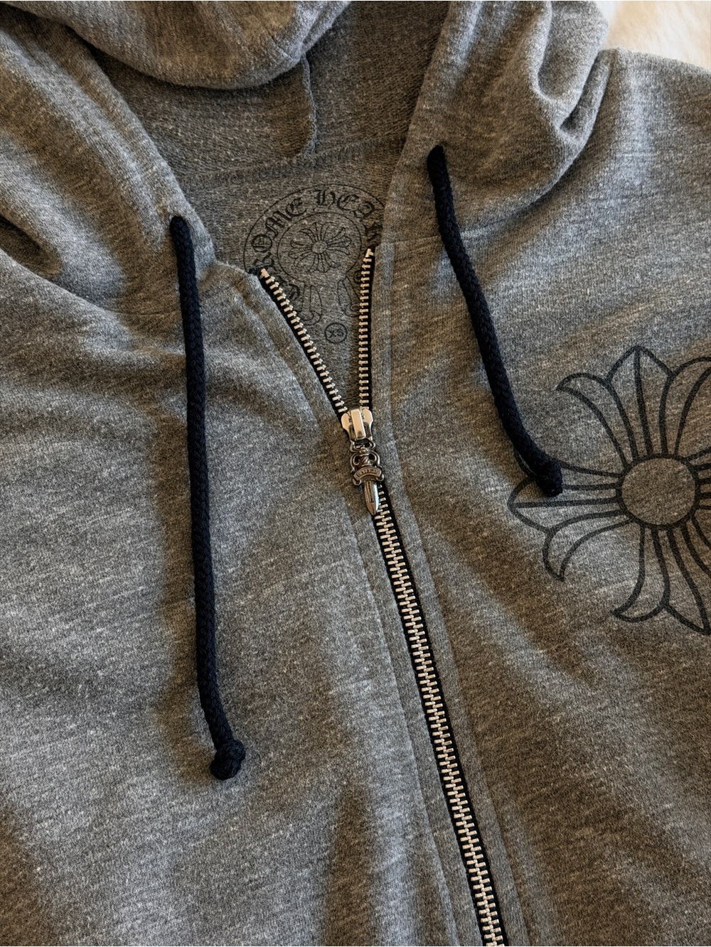 Chrome Hearts Gray Back-Logo Zip Hoodie 100% Authentic - Picture 3 of 6